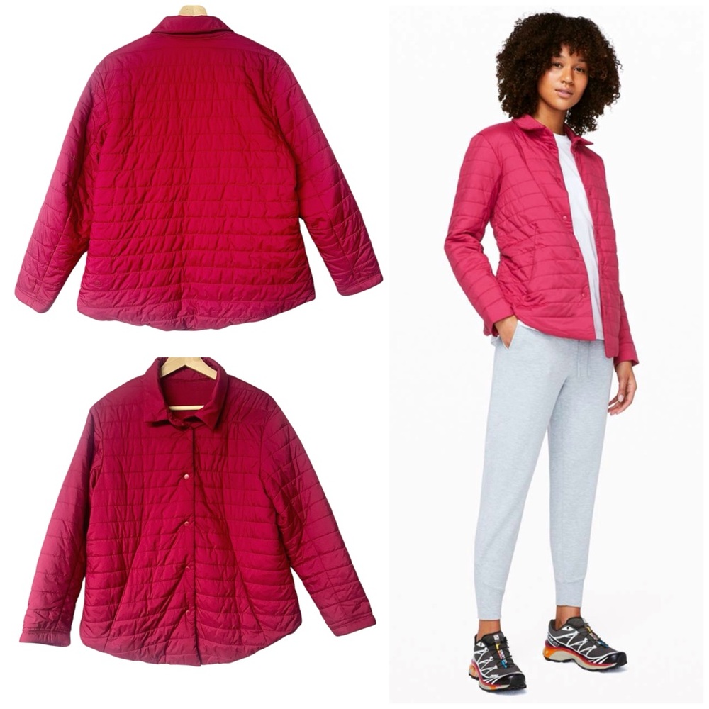 Lululemon Switch Please Snap Front Shacket Zip Pocket Poly Fill Scarlet Pink Red